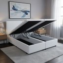 Ver imagem 1 de Cama Box Baú Queen 158x198x42cm Courino Linho com Pistão a Gás