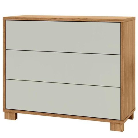 Cômoda para Quarto 3 Gavetas 105cm Click D03 Freijó Off White - Lyam Decor