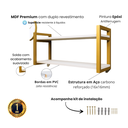 Ver imagem 2 de Prateleira Suspensa Parede Estilo Industrial Mdf Premium Branca com Suportes em Aço Dourado