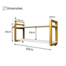 Prateleira Suspensa Parede Estilo Industrial Mdf Premium Branca com Suportes em Aço Dourado - 4