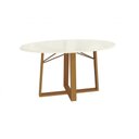 Ver imagem 1 de Mesa Multiuso Cozinha Elma Premium Madeira Maciça c/ Tampo Madeirado c/ Vidro 105x105cm Carvalho/