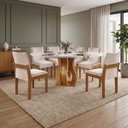 Ver imagem 1 de Conjunto Mesa de Jantar 6 Cadeiras 135cm com Tampo de Vidro
