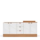 Ver imagem 2 de Cozinha Pérola com Rodapé 2 Peças Balcão 3 Gavetas 2 Portas e Balcão 2 Portas Yescasa Branco/Freijó
