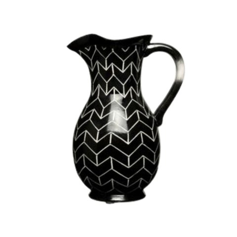Jarro Decorativo Cerâmica Dolomita Preto e Branco Estampa Chevron 28cm Columbus Gold