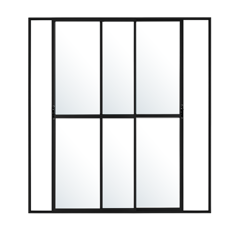 Porta Sacada de Aluminio Preto 2 Folhas Móveis com Trinco 2,10x1,50
