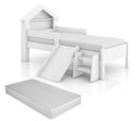 Ver imagem 1 de Cama Infantil Casinha Castelo Escorregador e Escada Criança Grade Proteção com Colchão Cor Branco