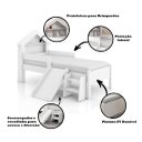 Ver imagem 3 de Cama Infantil Casinha Castelo Escorregador e Escada Criança Grade Proteção com Colchão Cor Branco