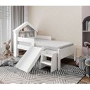 Ver imagem 2 de Cama Infantil Casinha Castelo Escorregador e Escada Criança Grade Proteção com Colchão Cor Branco