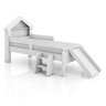 Cama Infantil Casinha Castelo Escorregador e Escada Criança Grade Proteção com Colchão Cor Branco - 4