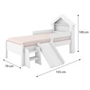 Ver imagem 5 de Cama Infantil Casinha Castelo Escorregador e Escada Criança Grade Proteção com Colchão Cor Branco