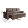 Sofá Retrátil 3 Lugares 2,10M York Suede Marrom Marrom - 4