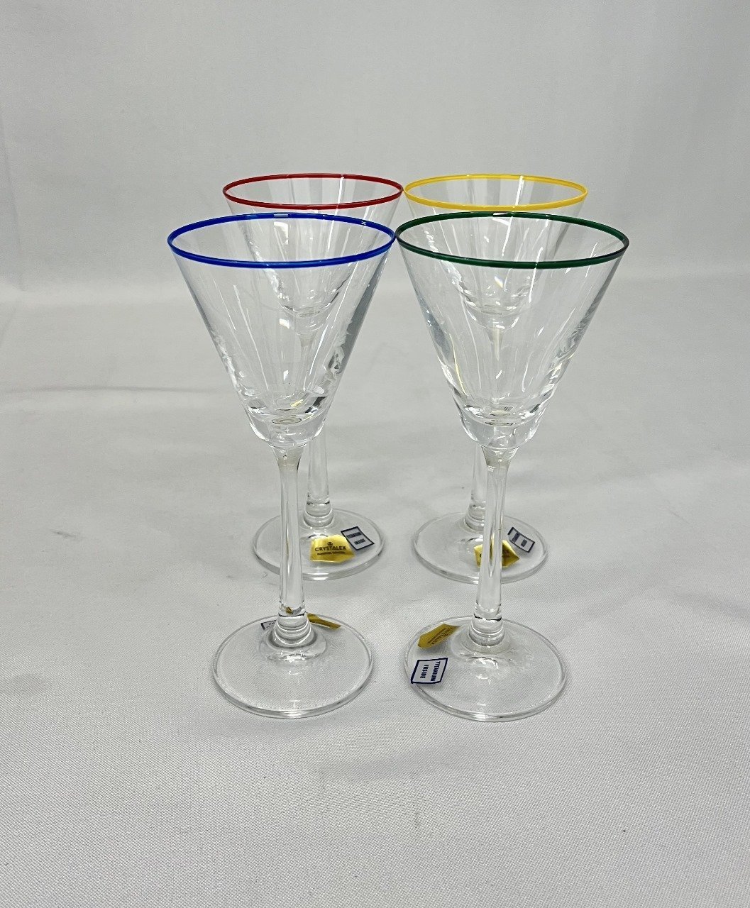 Jogo 4 Mini Taças Cristal Bohemia Plaline 90ml Drinks Filado Colorido - 4