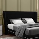 Ver imagem 2 de Cabeceira Design para Cama Casal Torres Pés em Madeira Veludo Preto G91 - Gran Belo