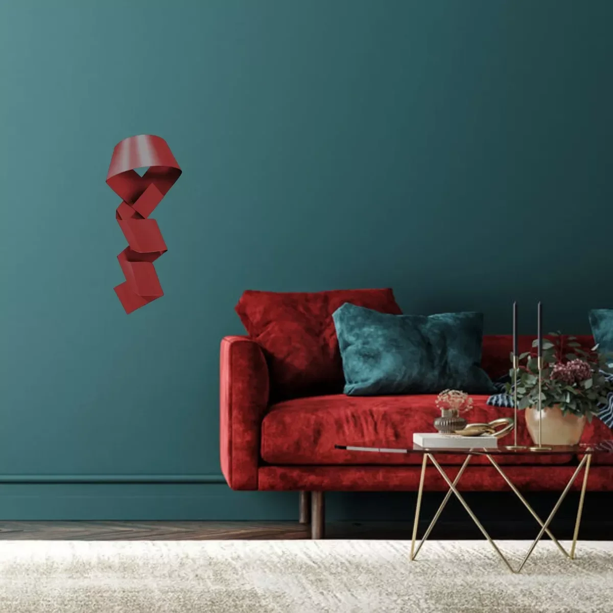 Decoração Escultura de Parede de Metal Exclusivo no Brasil Home Decor Vermelho - 3