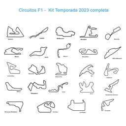 Pistas F1 Temporada 2023 - Kit Com 24 Circuitos - Decoração - Toque 3D:Preto - 1