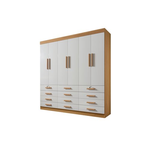 Guarda Roupa Roupeiro Monaco Plus 6 Portas Cinamomo Off White - D'Doro