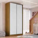 Ver imagem 2 de Guarda Roupa 2 Portas de Correr Freijó Natural Branco 120x59,8x235cm Emovell
