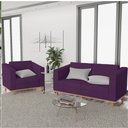 Ver imagem 3 de Kit Sofá 2 Lugares e Poltrona Europa Suede Roxo - Am Decor