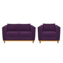 Ver imagem 1 de Kit Sofá 2 Lugares e Poltrona Europa Suede Roxo - Am Decor