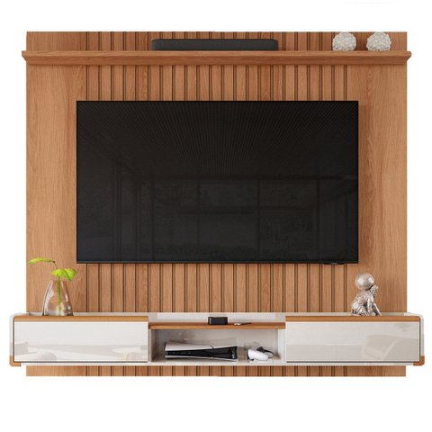 Rack Bancada com Painel para Tv de até 70" Ases Jequitiba/off White