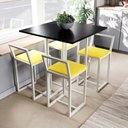 Ver imagem 1 de Conjunto Mesa Preta 4 Cadeiras Pequena Estofado Industrial White