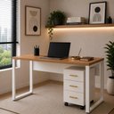 Ver imagem 1 de Mesa Escritório Escrivaninha Industrial 120cm x 60cm e Gaveteiro 03 Gavetas 100% MDF F5 Office