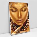 Ver imagem 3 de Quadro Decorativo Mulher a Face Dourada em Tela Canvas Tacolado Moldura Flutuante 4,5cm Branca 100 X