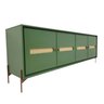 Balcão Buffet Paraty 220 Cm Laca Pés Metal e Palhinha Verde - 1