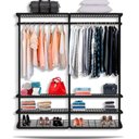 Ver imagem 1 de Guarda Roupa Closet Aramado sem Portas CLR285 - 1,90m - Preto