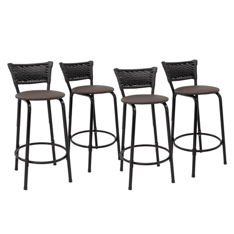 Kit 4 Banquetas para Balcão Cozinha Gourmet Junco Preto Bancada Ilha Banco 60cm Itagold