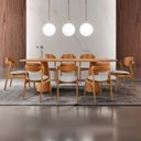 Ver imagem 1 de Sala de Jantar Mesa Noronha 220cm Tampo Laminado Canto Barril com 8 Cadeiras Solaris Gold
