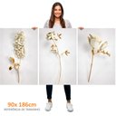 Ver imagem 3 de Kit 3 Quadros Retangulares - Trio de Flores Douradas 2