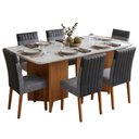 Ver imagem 1 de Conjunto Sala de Jantar Mesa 1,60m com Vidro 6 Cadeiras Montreal
