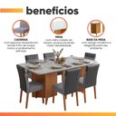 Ver imagem 6 de Conjunto Sala de Jantar Mesa 1,60m com Vidro 6 Cadeiras Montreal