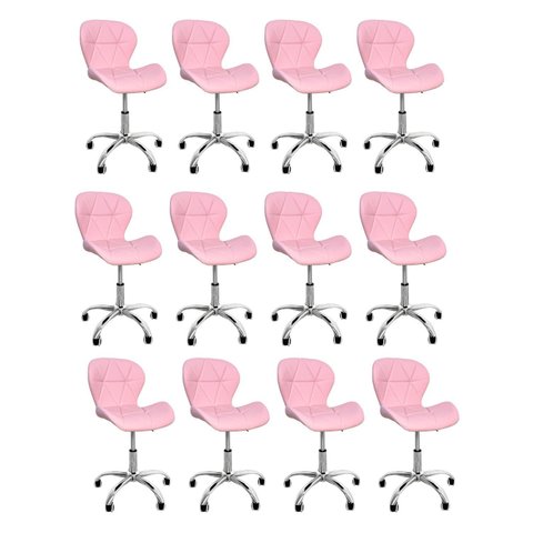 Kit 12 Cadeiras Escritório Slim Vegas Base Giratória Estofada Rosa Quartzo