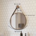 Ver imagem 2 de Espelho Redondo para Banheiro Decorativo Redondo 60cm com Alça Aro Marrom Couro Preto