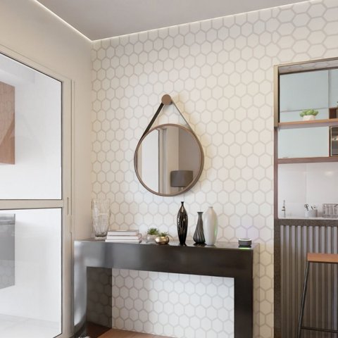 Espelho Redondo para Banheiro Decorativo Redondo 60cm com Alça Aro Marrom Couro Preto