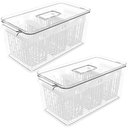 Ver imagem 1 de Kit 2 Organizadores de Geladeira 6l com 6 Cestos Plásticos Frutas Dry Coza Grande Cozinha