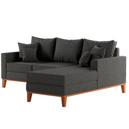 Sofá Beny com Chaise Direita, 2,00x1,40m, 3 Lugares, Linho, Base em Madeira. - 3 Sofá Beny com Chaise Direita, 2,00x1,40m, 3 Lugares, Linho, Base em Madeira. - 3