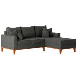 Sofá Beny com Chaise Direita, 2,00x1,40m, 3 Lugares, Linho, Base em Madeira. - 4 Sofá Beny com Chaise Direita, 2,00x1,40m, 3 Lugares, Linho, Base em Madeira. - 4