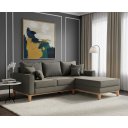 Ver imagem 1 de Sofá Beny com Chaise Direita, 2,00x1,40m, 3 Lugares, Linho, Base em Madeira.