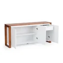 Ver imagem 4 de Buffet Aparador 3 Portas 1 Gaveta 140cm Craft Branco/Garapa