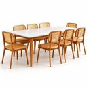 Ver imagem 2 de Conjunto Sala de Jantar Mesa Tangará Vidro e 8 Cadeiras Liz Madeira Maciça CabeCasa MadeiraOriginals Marrom