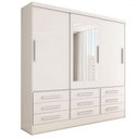 Ver imagem 3 de Guarda-roupa Casal Maragogi 3 Portas 9 Gavetas com Espelho Branco - Panorama Móveis