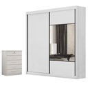 Ver imagem 1 de Guarda Roupa Casal Sienna com Espelho e Gaveteiro Suiça com Chave Neve - Novo Horizonte