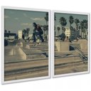 Ver imagem 1 de Kit 2 Quadros Skate Skatista Flip Manobra 33x24cm:moldura Branca