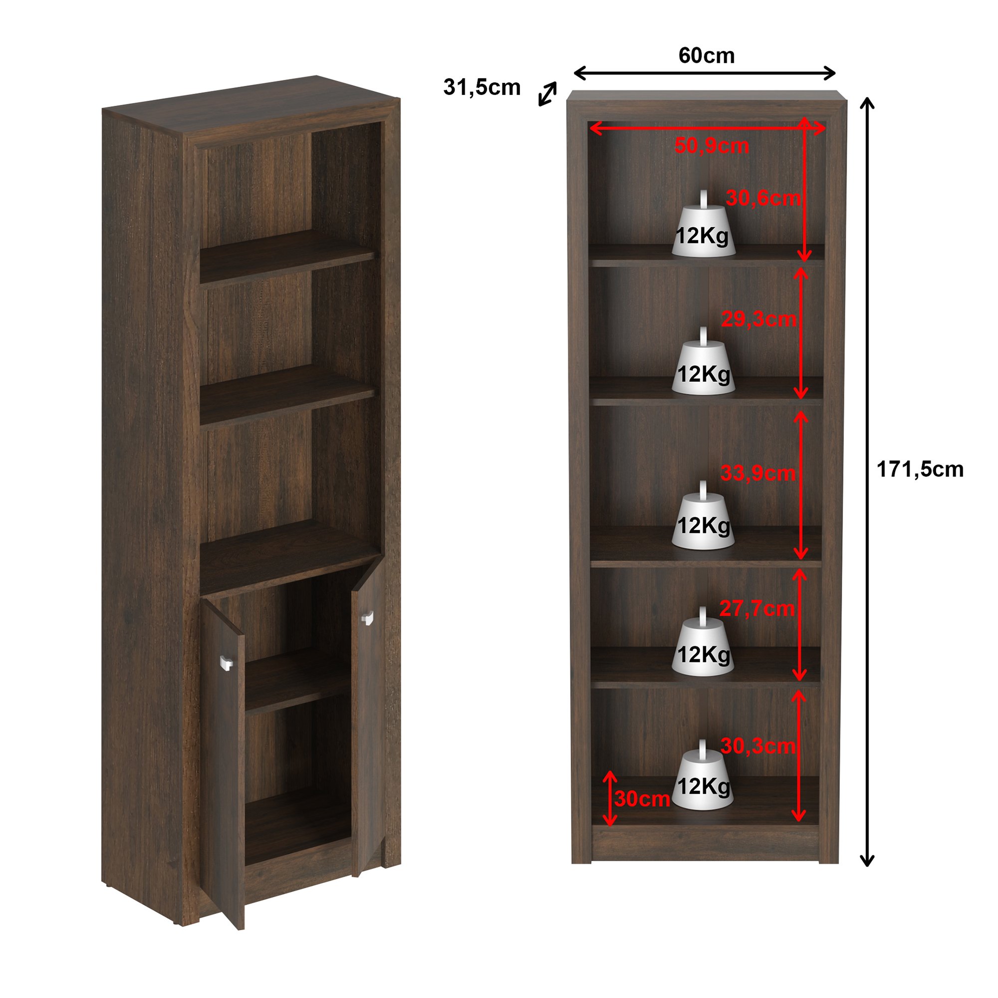 Armário para Escritório Aberto com 2 Portas e 3 Prateleiras ME4110  - 7