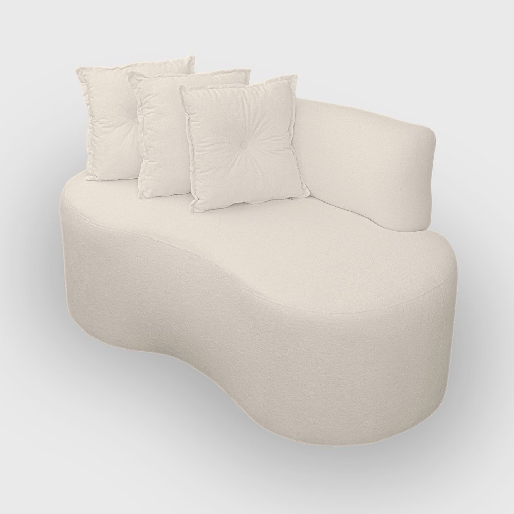 Sofa Organico Curvo 2 Lugares 145 Cm Boucle Branco - 6