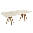 Ver imagem 1 de Mesa Jantar Duna Madeira Maciça c/ Tampo Madeirado c/ Vidro 200x100cm Carvalho/Off White Kappesberg