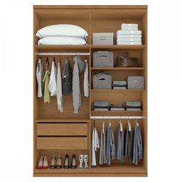 Guarda-roupa Solteiro Alonzo 4 Portas 2 Gavetas 100% Mdf Amêndoa Clean - Móveis Lopas - 3